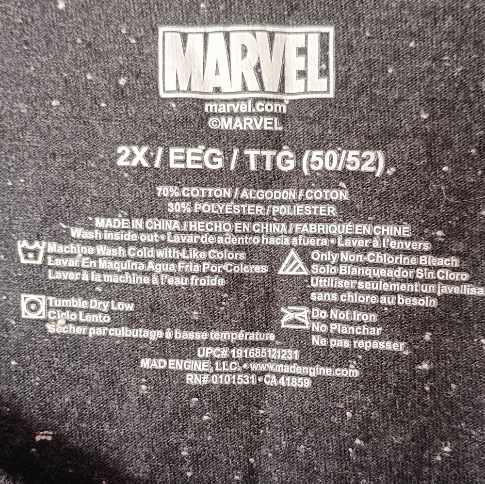 Marvel Deadpool Graphic Tank Top‎ 2X Black Speckled Sleeveless Mad Engine - Picture 3 of 6